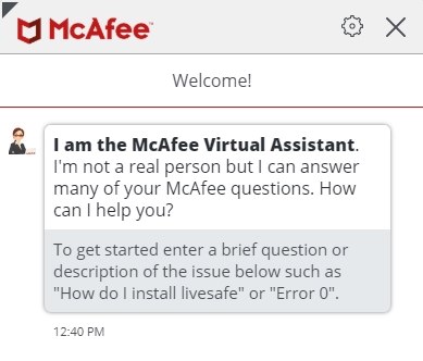 Assistant virtuel McAfee